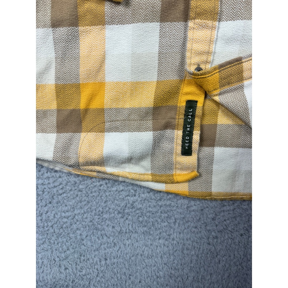 Howler Bros Harkers Flannel Shirt Mens Medium Yellow Brown Plaid Heavyweight - Picture 12 of 14